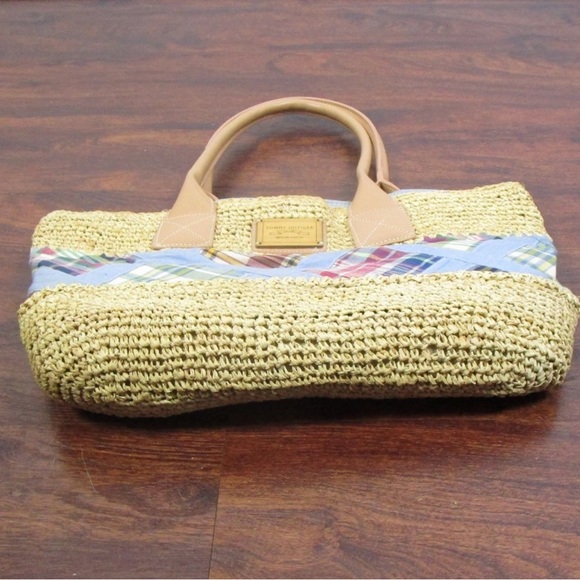 Tommy Hilfiger Shoulder Purse Summer Plaid Straw Color - Picture 3 of 8